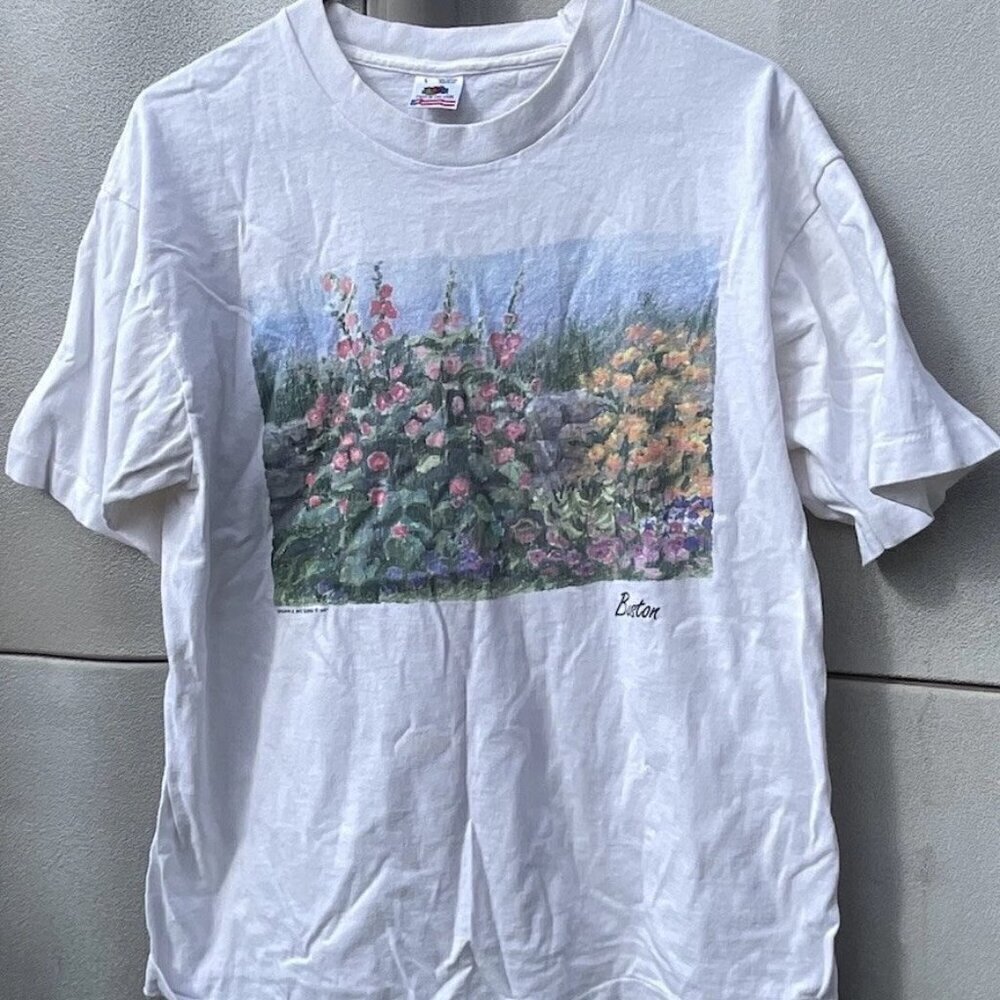 Vintage Groan & mc gurn women’s Boston Flower Shirt Single Stich USA Made  Sz L
